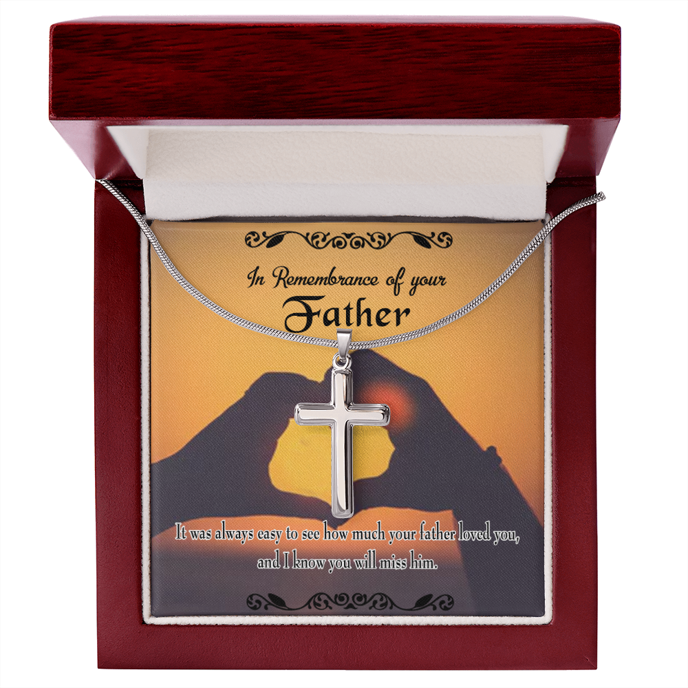 Easy to See Dad Memorial Gift Dad Memorial Cross Necklace Sympathy Gift Loss of Father Condolence Message Card-Express Your Love Gifts