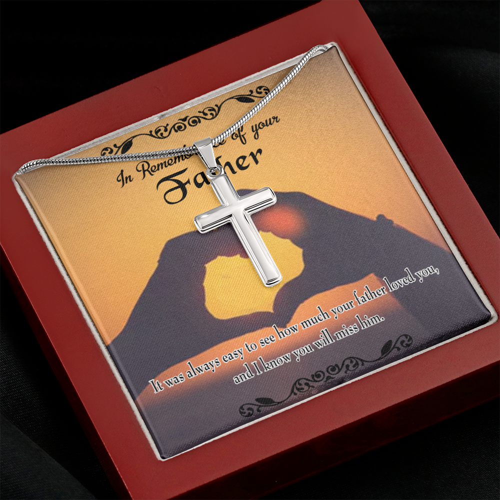 Easy to See Dad Memorial Gift Dad Memorial Cross Necklace Sympathy Gift Loss of Father Condolence Message Card-Express Your Love Gifts