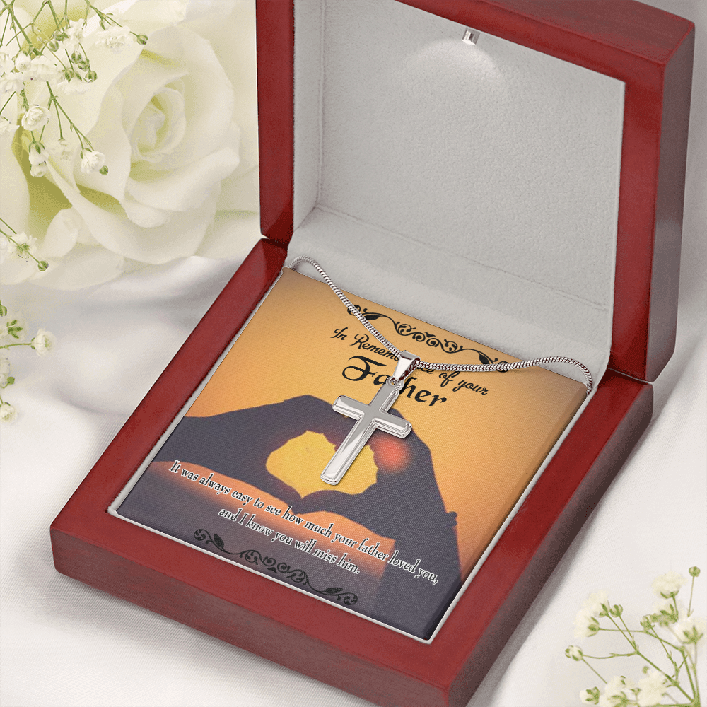 Easy to See Dad Memorial Gift Dad Memorial Cross Necklace Sympathy Gift Loss of Father Condolence Message Card-Express Your Love Gifts