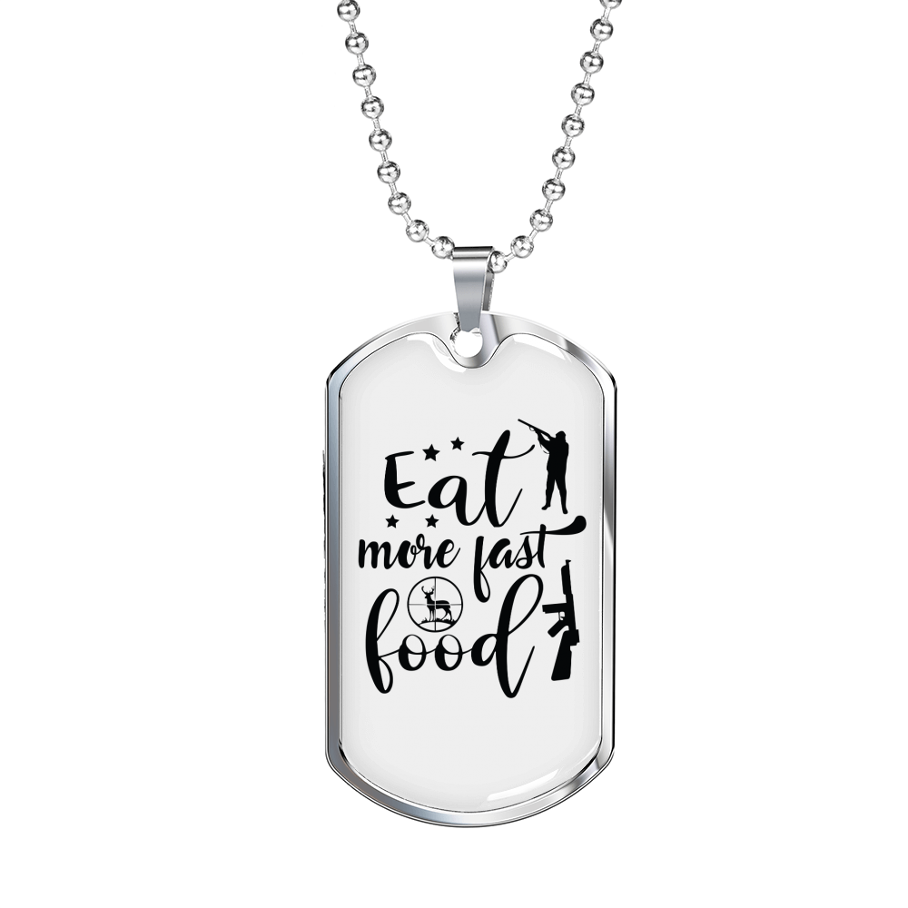Eat More Fast Food Necklace Stainless Steel or 18k Gold Dog Tag 24" Chain-Express Your Love Gifts