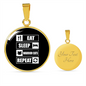 Eat Sleep Cats Circle Necklace Stainless Steel or 18k Gold 18-22"-Express Your Love Gifts