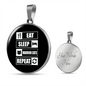 Eat Sleep Cats Circle Necklace Stainless Steel or 18k Gold 18-22"-Express Your Love Gifts