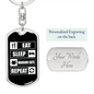 Eat Sleep Cats Keychain Stainless Steel or 18k Gold Dog Tag Keyring-Express Your Love Gifts