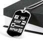 Eat Sleep Cats Necklace Stainless Steel or 18k Gold Dog Tag 24" Chain-Express Your Love Gifts