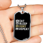 Eat Sleep Hunt Repeat Necklace Stainless Steel or 18k Gold Dog Tag 24" Chain-Express Your Love Gifts