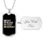 Eat Sleep Hunt Repeat Necklace Stainless Steel or 18k Gold Dog Tag 24" Chain-Express Your Love Gifts