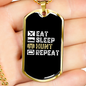 Eat Sleep Hunt Repeat Necklace Stainless Steel or 18k Gold Dog Tag 24" Chain-Express Your Love Gifts