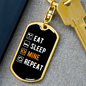 Eat Sleep Mine Repeat Crypto Keychain Stainless Steel or 18k Gold Dog Tag Keyring-Express Your Love Gifts