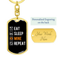 Eat Sleep Mine Repeat Crypto Keychain Stainless Steel or 18k Gold Dog Tag Keyring-Express Your Love Gifts