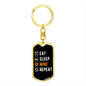 Eat Sleep Mine Repeat Crypto Keychain Stainless Steel or 18k Gold Dog Tag Keyring-Express Your Love Gifts