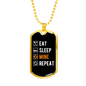 Eat Sleep Mine Repeat Crypto Necklace Stainless Steel or 18k Gold Dog Tag 24" Chain-Express Your Love Gifts