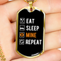 Eat Sleep Mine Repeat Crypto Necklace Stainless Steel or 18k Gold Dog Tag 24" Chain-Express Your Love Gifts