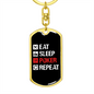 Eat Sleep Poker Repeat Gambler Keychain Stainless Steel or 18k Gold Dog Tag Keyring-Express Your Love Gifts