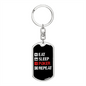 Eat Sleep Poker Repeat Gambler Keychain Stainless Steel or 18k Gold Dog Tag Keyring-Express Your Love Gifts