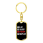 Eat Sleep Poker Repeat Gambler Keychain Stainless Steel or 18k Gold Dog Tag Keyring-Express Your Love Gifts