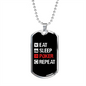 Eat Sleep Poker Repeat Gambler Necklace Stainless Steel or 18k Gold Dog Tag 24-Express Your Love Gifts