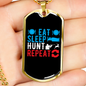 Eat Sleep Repeat Necklace Stainless Steel or 18k Gold Dog Tag 24" Chain-Express Your Love Gifts