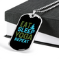 Eat Sleep Yoga Repeat Necklace Stainless Steel or 18k Gold Dog Tag 24" Chain-Express Your Love Gifts