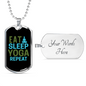 Eat Sleep Yoga Repeat Necklace Stainless Steel or 18k Gold Dog Tag 24" Chain-Express Your Love Gifts