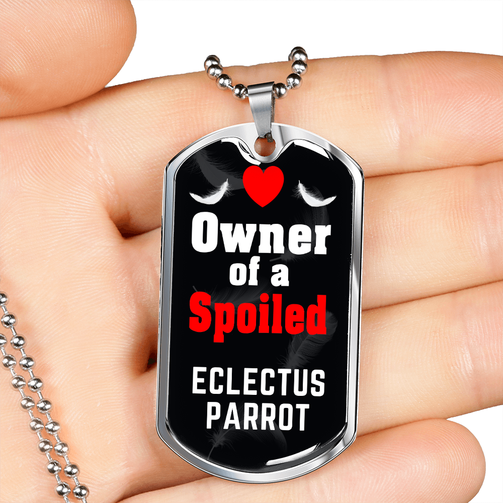 Eclectus Parrot Bird Necklace Stainless Steel or 18k Gold Dog Tag 24" Chain-Express Your Love Gifts