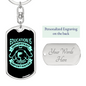 Education Is Important Fishing Keychain Stainless Steel or 18k Gold Dog Tag Keyring-Express Your Love Gifts