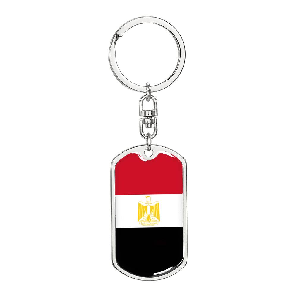 Egypt Flag Keychain Dog Tag Stainless Steel or 18k Gold-Express Your Love Gifts