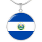 El Salvador Flag Necklace Circle Pendant Stainless Steel or 18k Gold 18-22"-Express Your Love Gifts