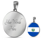 El Salvador Flag Necklace Circle Pendant Stainless Steel or 18k Gold 18-22"-Express Your Love Gifts