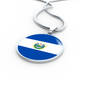 El Salvador Flag Necklace Circle Pendant Stainless Steel or 18k Gold 18-22"-Express Your Love Gifts