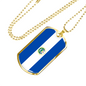 El Salvador Flag Necklace Stainless Steel or 18k Gold Dog Tag 24" Chain-Express Your Love Gifts