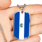 El Salvador Flag Necklace Stainless Steel or 18k Gold Dog Tag 24" Chain-Express Your Love Gifts