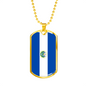 El Salvador Flag Necklace Stainless Steel or 18k Gold Dog Tag 24" Chain-Express Your Love Gifts