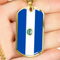 El Salvador Flag Necklace Stainless Steel or 18k Gold Dog Tag 24" Chain-Express Your Love Gifts
