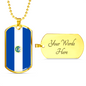 El Salvador Flag Necklace Stainless Steel or 18k Gold Dog Tag 24" Chain-Express Your Love Gifts