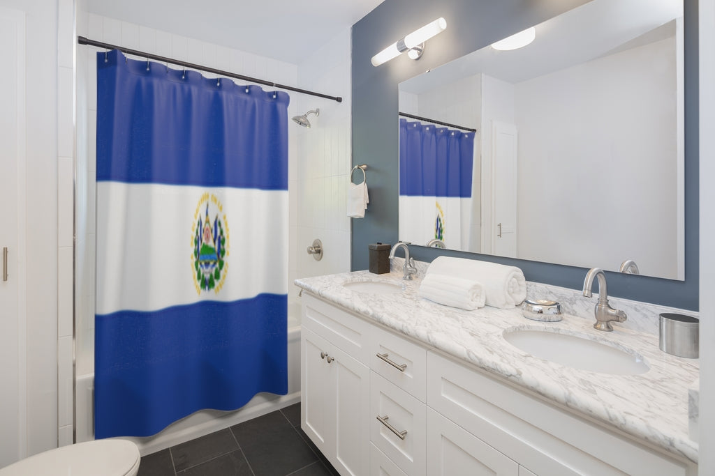 El Salvador Flag Stylish Design 71" x 74" Elegant Waterproof Shower Curtain for a Spa-like Bathroom Paradise Exceptional Craftsmanship-Express Your Love Gifts