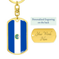 El Salvador Flag Swivel Keychain Dog Tag Stainless Steel or 18k Gold-Express Your Love Gifts