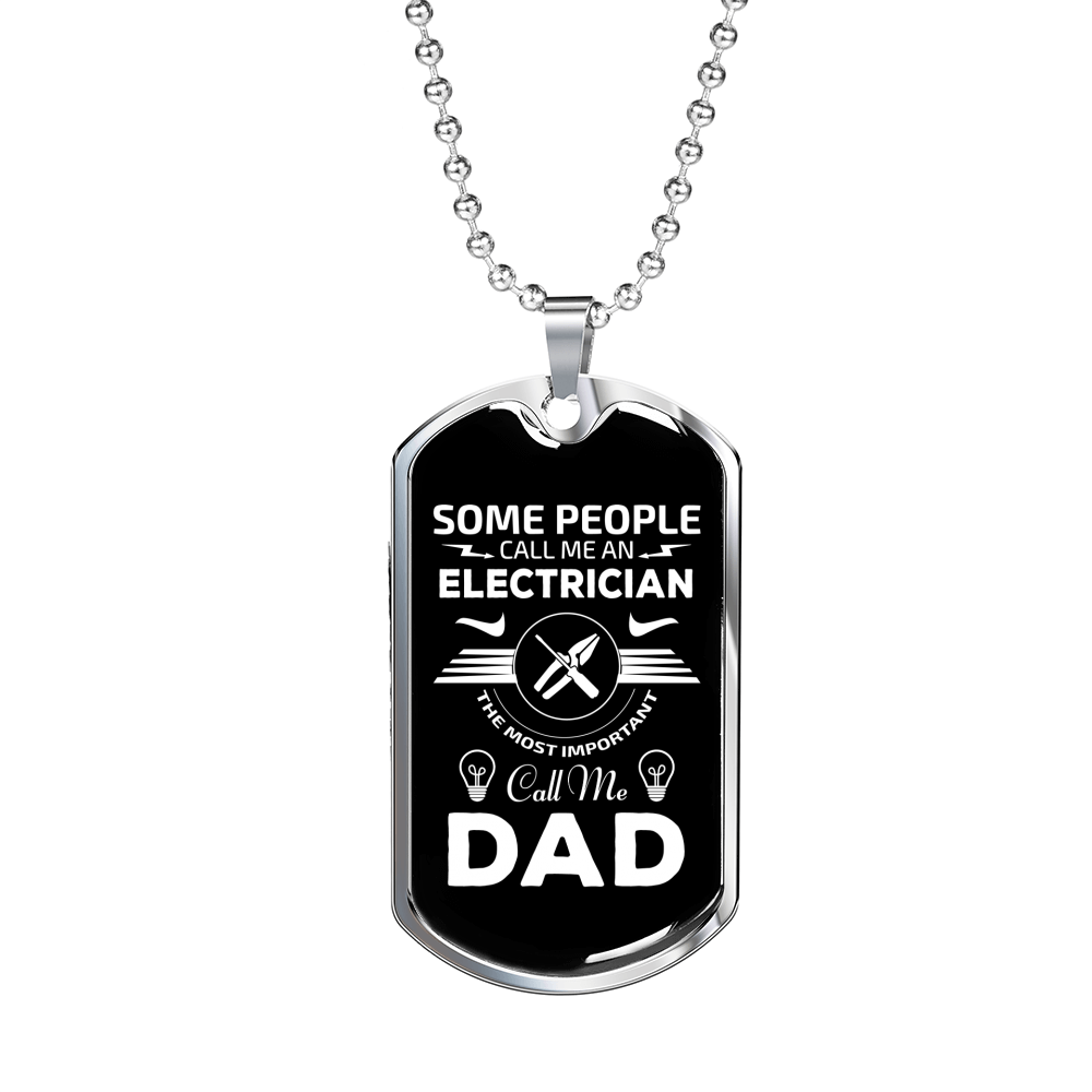 Electrician Dad Necklace Stainless Steel or 18k Gold Dog Tag 24" Chain-Express Your Love Gifts