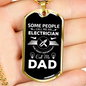 Electrician Dad Necklace Stainless Steel or 18k Gold Dog Tag 24" Chain-Express Your Love Gifts