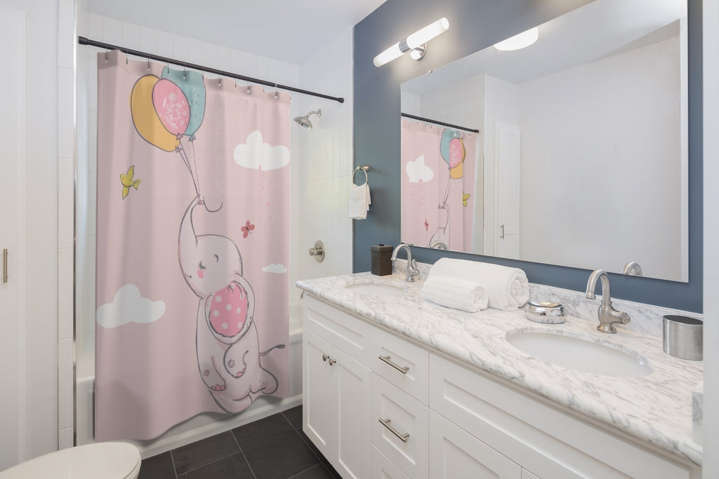 Elephant With Balloons Stylish Design 71" x 74" Elegant Waterproof Shower Curtain for a Spa-like Bathroom Paradise Exceptional Craftsmanship-Express Your Love Gifts
