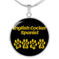 English Cocker Spaniel Mama Circle Necklace Stainless Steel or 18k Gold 18-22" Dog Owner Lover-Express Your Love Gifts
