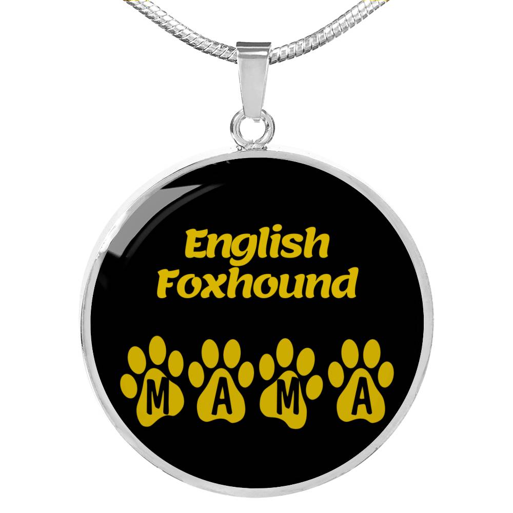 English Foxhound Mama Circle Necklace Stainless Steel or 18k Gold 18-22" Dog Owner Lover-Express Your Love Gifts