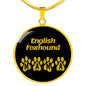 English Foxhound Mama Circle Necklace Stainless Steel or 18k Gold 18-22" Dog Owner Lover-Express Your Love Gifts