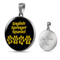 English Springer Spaniel Mama Circle Necklace Stainless Steel or 18k Gold 18-22" Dog Owner Lover-Express Your Love Gifts