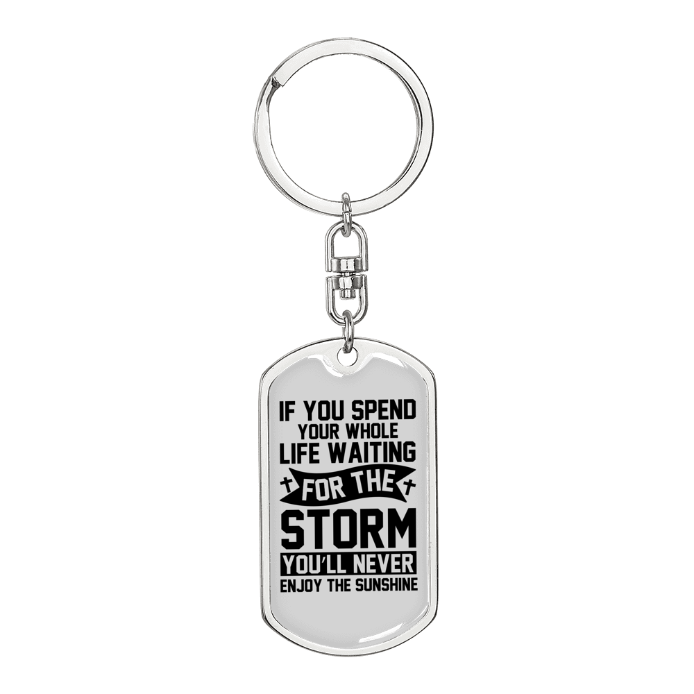 Enjoy Sunshine Keychain Stainless Steel or 18k Gold Dog Tag Keyring-Express Your Love Gifts