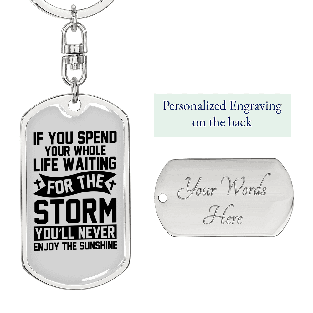 Enjoy Sunshine Keychain Stainless Steel or 18k Gold Dog Tag Keyring-Express Your Love Gifts