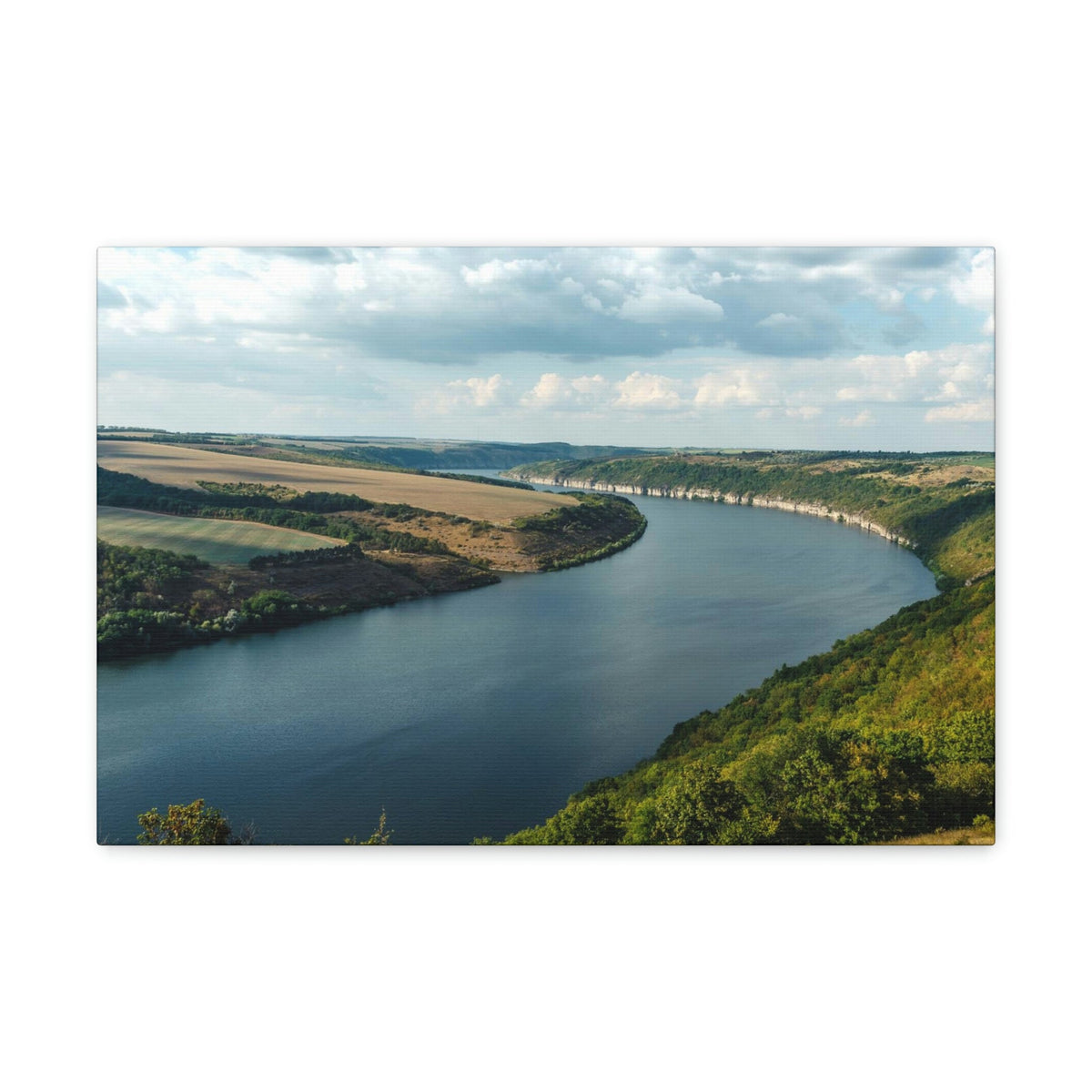 Enticing Sunny Day on the River Scene Beautiful Engaging and Lovely Beauty Nature Scene Perfect Blue Sky and River Wall Art Ready to Hang Unframed-Express Your Love Gifts