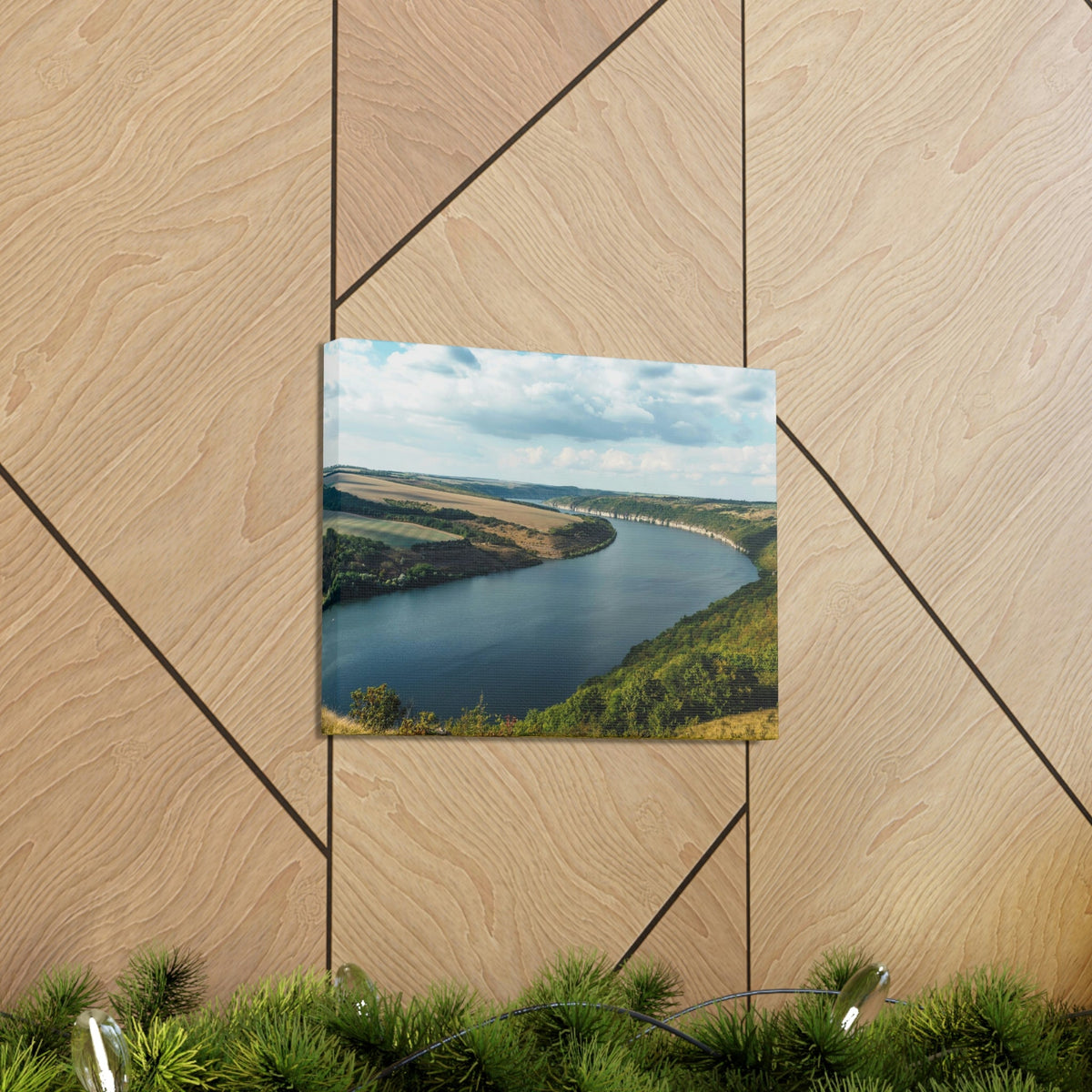Enticing Sunny Day on the River Scene Beautiful Engaging and Lovely Beauty Nature Scene Perfect Blue Sky and River Wall Art Ready to Hang Unframed-Express Your Love Gifts