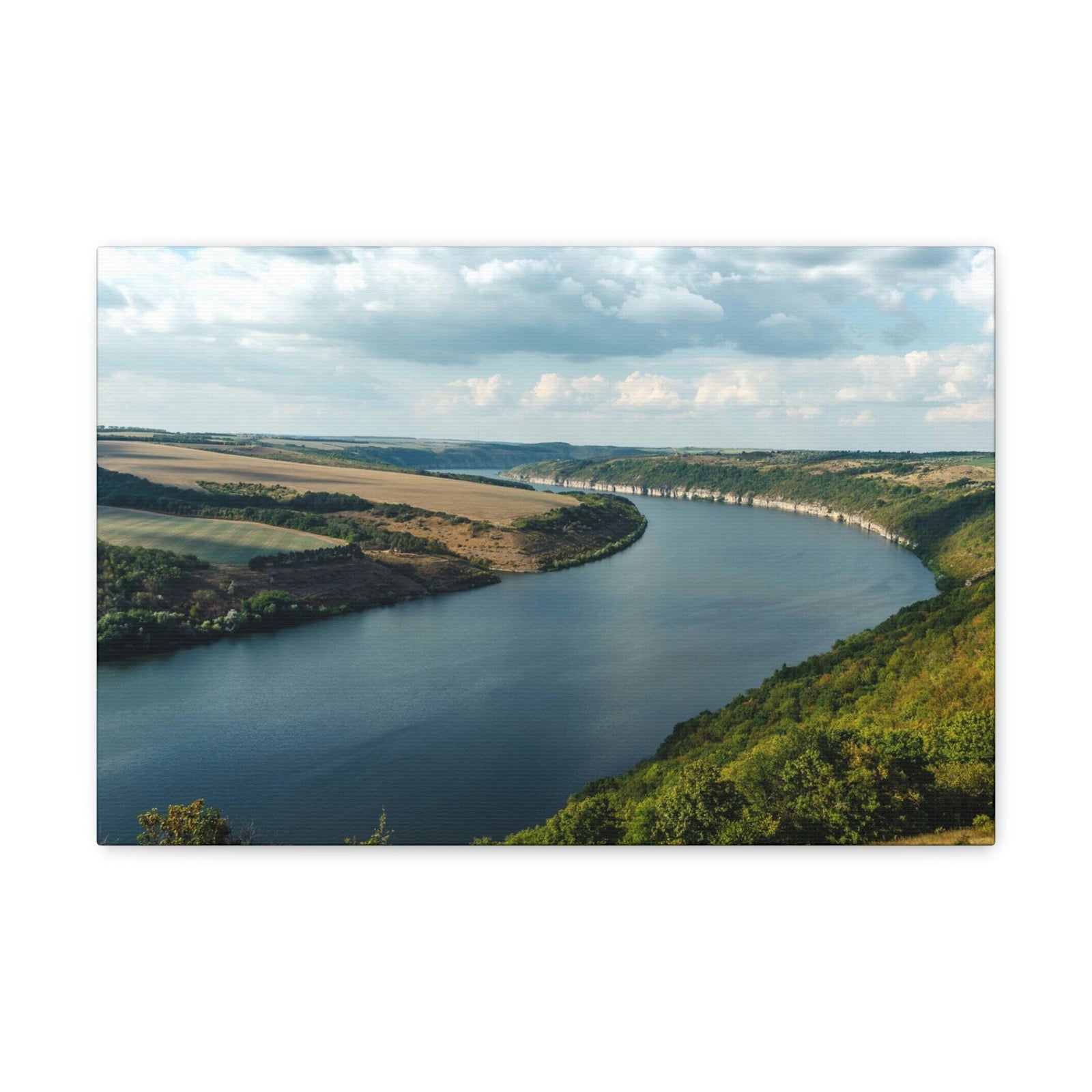 Enticing Sunny Day on the River Scene Beautiful Engaging and Lovely Beauty Nature Scene Perfect Blue Sky and River Wall Art Ready to Hang Unframed-Express Your Love Gifts