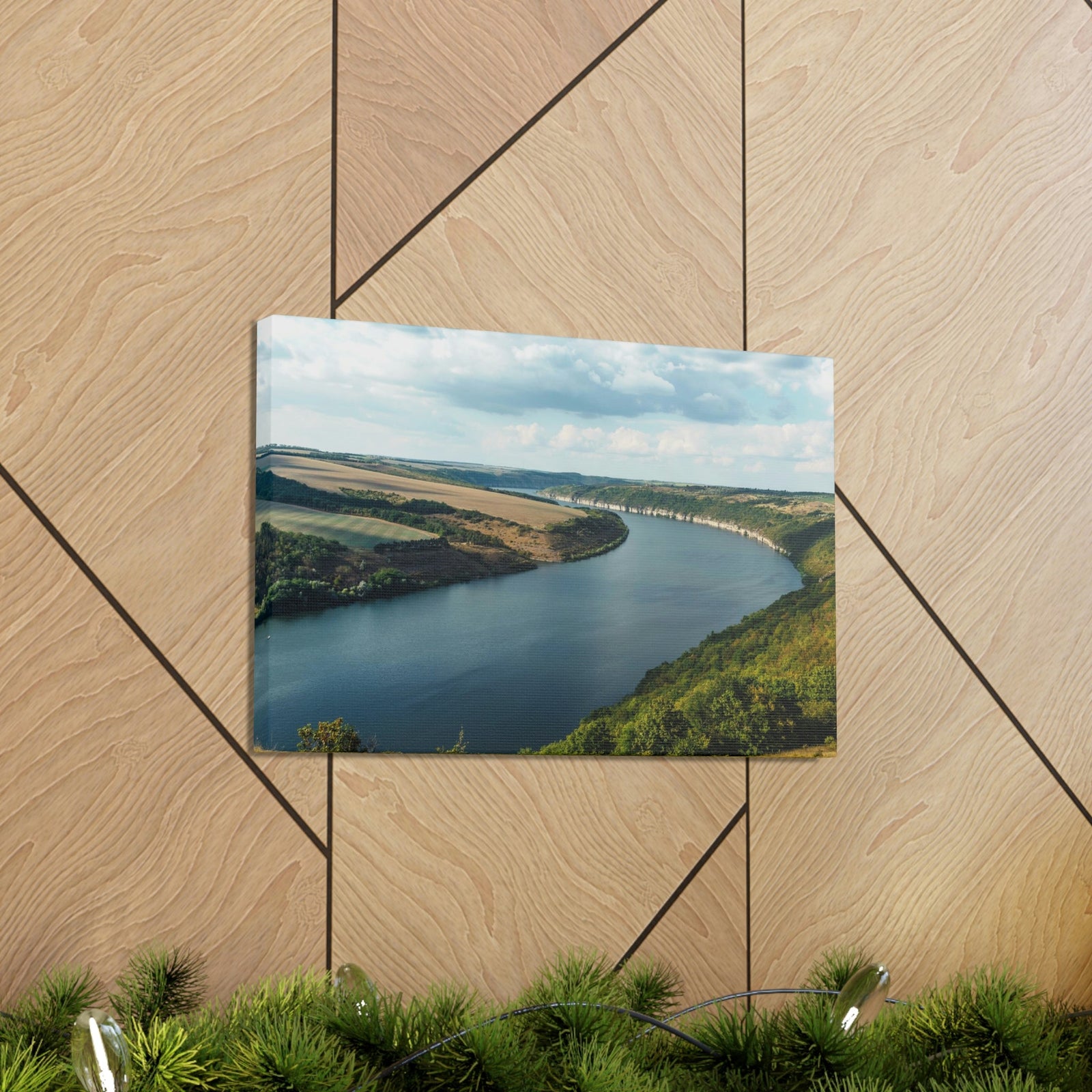 Enticing Sunny Day on the River Scene Beautiful Engaging and Lovely Beauty Nature Scene Perfect Blue Sky and River Wall Art Ready to Hang Unframed-Express Your Love Gifts