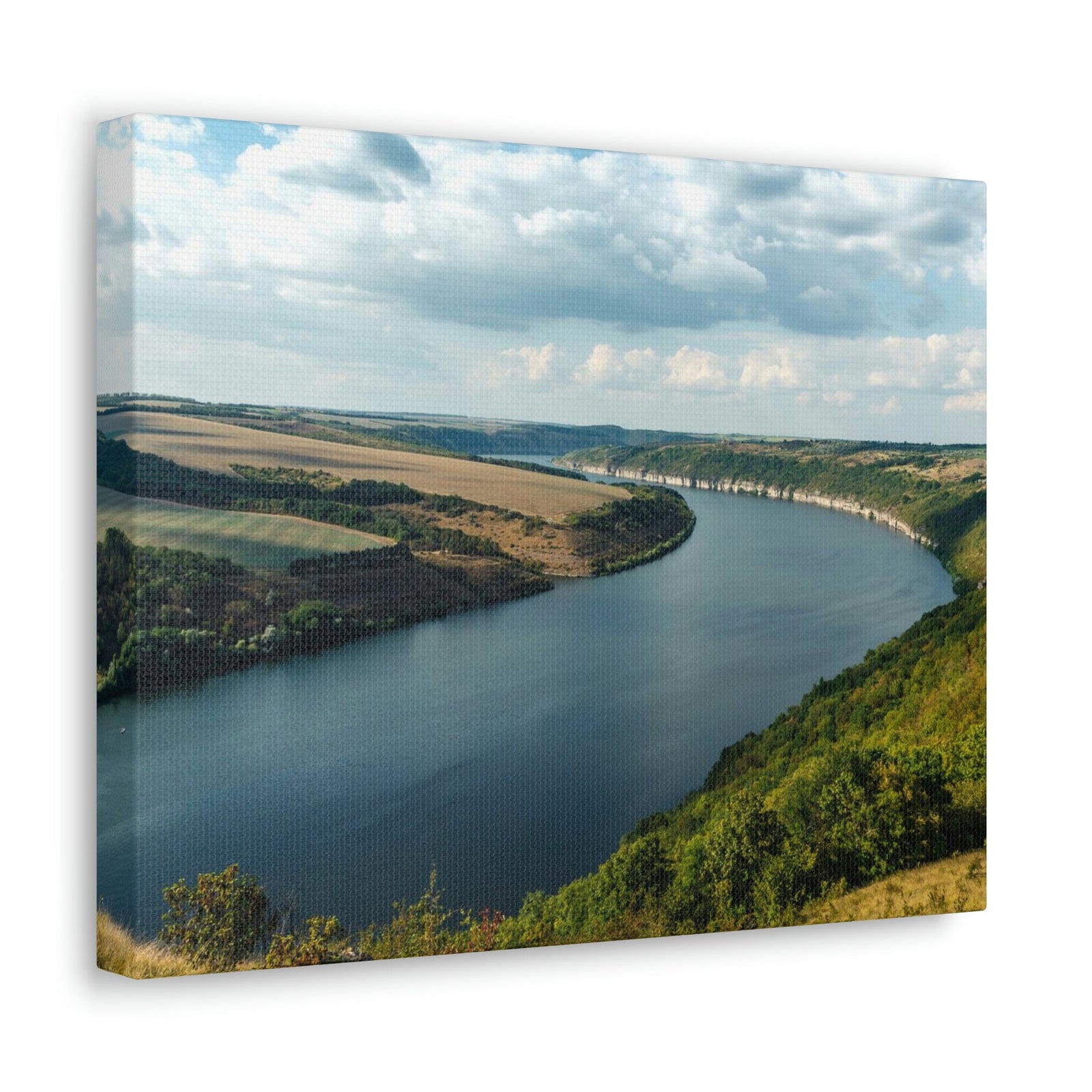 Enticing Sunny Day on the River Scene Beautiful Engaging and Lovely Beauty Nature Scene Perfect Blue Sky and River Wall Art Ready to Hang Unframed-Express Your Love Gifts